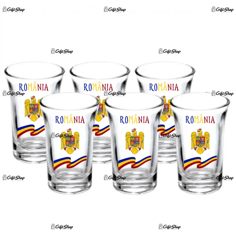 Romania stema si steag, pahar shout, model 54b